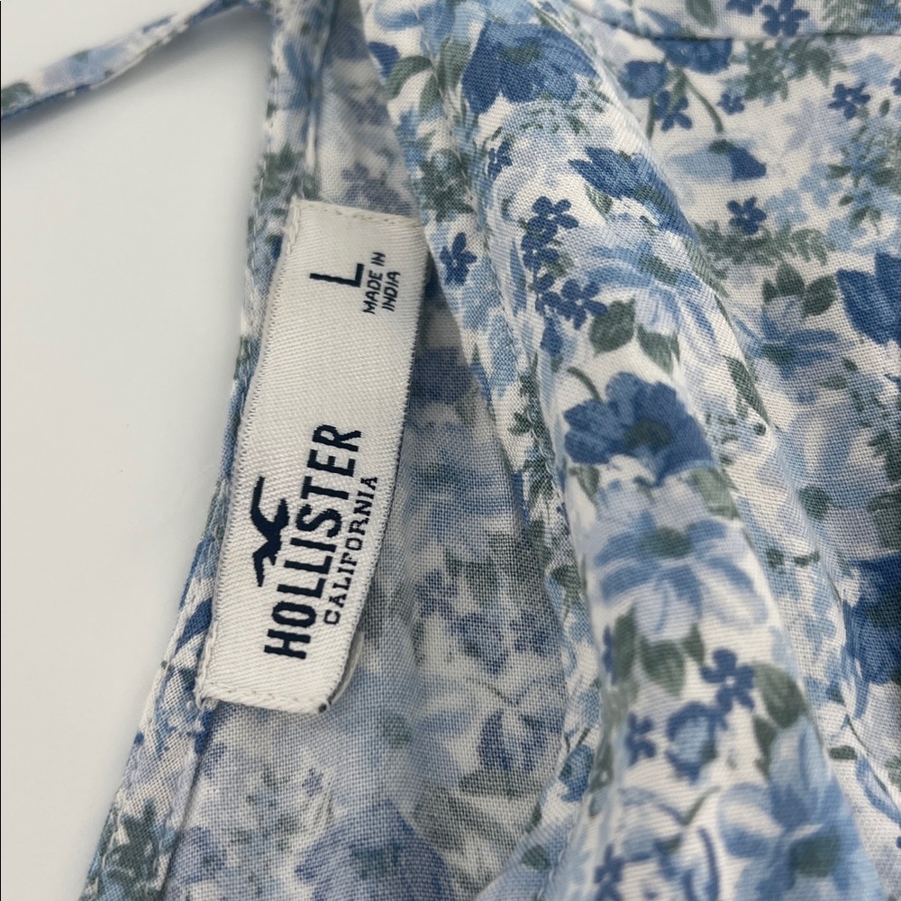Hollister puff sleeve frill top blue floral milkmaid cottagecore L - Picture 4 of 8